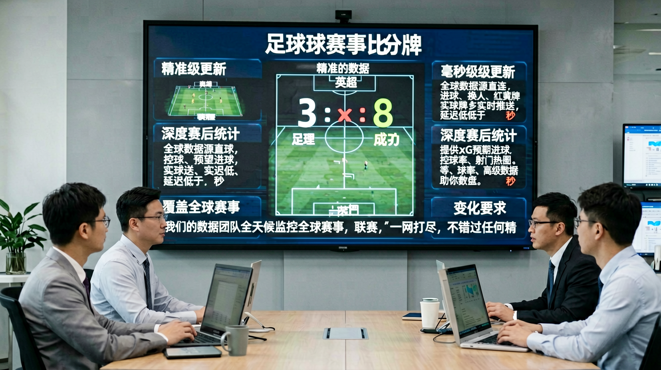 大型电子记分牌显示足球赛事比分